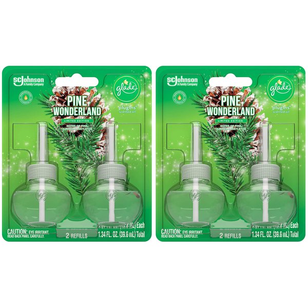 Glade Scented Oil Refills - Pine Wonderland - Holiday Collection 2020-2 Count Oil Refills Per Package - Pack of 2 Packages