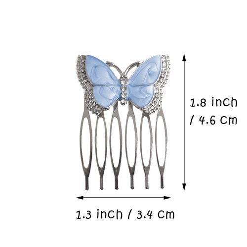 4 Pcs Vintage Butterfly Hair Combs with Crystal Metal Hair Side Comb Clips Wedding Bridal Headpiece Hair Accessories for Women Girls, Silver