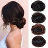 onemily Space Bun Hairpieces Mini Claw Clip in Hair Bun Messy Cat Ears Hair Extension Donut Wig Accessory Straight Hair Scrunchies for Women(1PC Dark Brown)