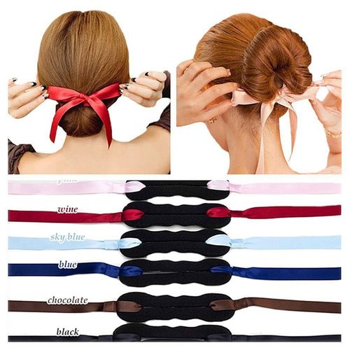 LOVEF Pack of 4 Magic Beauty Hair Hairstyle Foam Sponge Donut Maker Ponytail Bun Maker Twister Tie Upgraded with Pearl 24cm (Black)