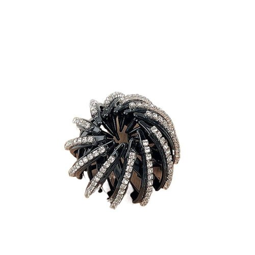 1Pc Rhinestone Black Birds Nest Hair Clips,Crystal Hair Claw Hair Clip Pearl Hair Ring Headdress Hair Fixed Meatball Head for Women Girls,Hair Accessories