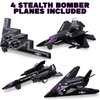 ArtCreativity Diecast Stealth Bomber Toy Jets with Pullback Mechanism, Set of 4, Diecast Metal Jet Plane Airplane Toys for Boys, Air Force Military Cake Decorations, Aviation Party Favors