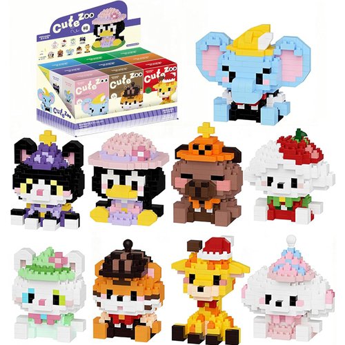 TIMCHESS Mini Animals Building Block Sets, 9 Style Cute Miniature Dog Cat Giraffe Tiger Capybara Figurine Toys, Micro Building Blocks Party Favors for Kids 3+ Adults Christmas Stocking Stuffers