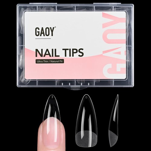 GAOY Medium Stiletto Nail Tips, 240Pcs Soft Pre-shaped Acrylic Nail Tips, 12 Sizes Half Matte Full Cover Fake Press on Nails Tips, Nail Extension Tips