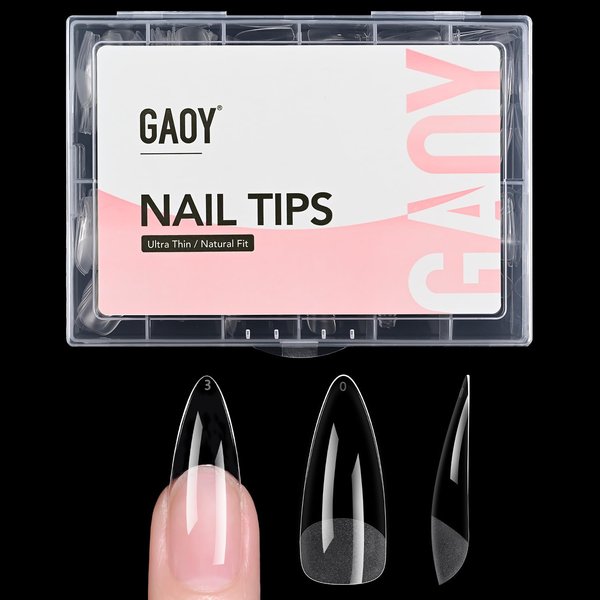 GAOY Medium Stiletto Nail Tips, 240Pcs Soft Pre-shaped Acrylic Nail Tips, 12 Sizes Half Matte Full Cover Fake Press on Nails Tips, Nail Extension Tips