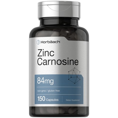 Horbäach Zinc Carnosine Supplement | 84mg per Capsule | 150 Count | Non-GMO & Gluten Free
