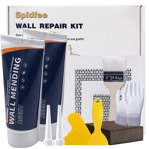 Spidfee Drywall Patch Repair Kit, 2pack Spackle Repair Paste with Scraper Aluminum Wall Repair Patch, Wall Mending Agent for Filling Holes, Quick and Easy Solution to Repair Holes Scratch