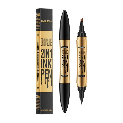 2PCS Dual-ended Eyeliner Eyebrow Pen 4 Tipped Eyebrow Pencil with Quick Dry Eyeliner Waterproof Long Lasting Light Brown