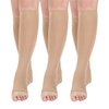 Open toe Toeless Compression Socks 3 Pairs for Women Men 15-20 mmHg Support Running Travel Pregnancy(S/M, Nude)