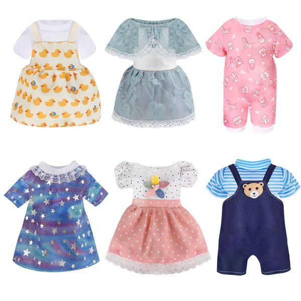 Alive Girl Doll Clothes - 12 Inch Doll Clothes, 6 Different Dress Set Includes 4 Baby Doll Dress & 2 Dolls Jumpsuit, Princess Costume Dress Decorative Accessories Fits All 12 inch Girl Doll, Girl Gift