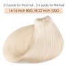 VINBAO Sew in Weft Human Hair Extensions Blonde Human Hair Weave Color 60 Platinum Blonde Weft Hair Extensions Human Hair Sew in Human Hair 16Inch 80g Double Wefted (weft#60,16'')