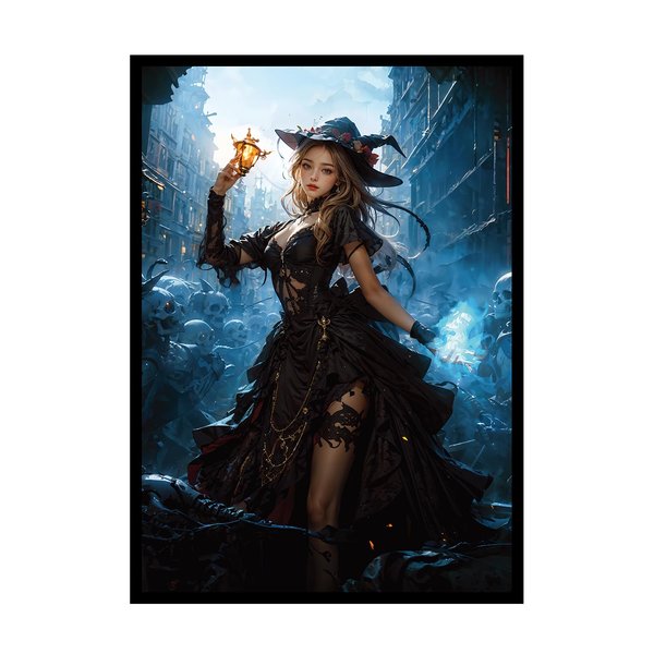 Katomula 100 PCS MTG Card Sleeves with 100 PCS Perfect Fit Sleeves, Art Matte Card Sleeves with Inner Sleeves - Fit Standard Size Cards - Necromancer and Amulet of Soul