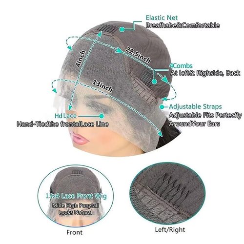 Zealady Kinky Curly Lace Front Wigs Human Hair 13x4 HD Transparent Lace Front Wigs Pre Plucked Lace Front Wigs 180% Density Wet And Wavy Human Hair Wig for Women 12A Natural Hairline 16Inch