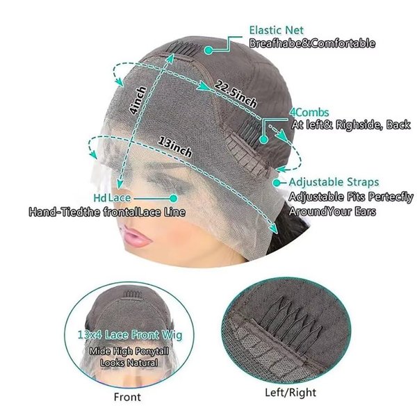 Zealady Kinky Curly Lace Front Wigs Human Hair 13x4 HD Transparent Lace Front Wigs Pre Plucked Lace Front Wigs 180% Density Wet And Wavy Human Hair Wig for Women 12A Natural Hairline 16Inch