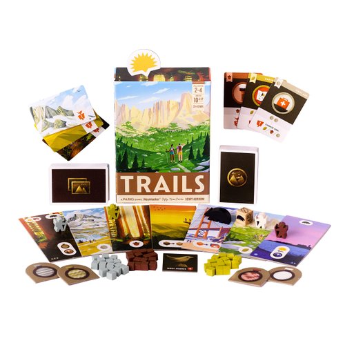 Trails, a Family and Strategy Board Game About Hiking and Outdoors by Keymaster, 2-4 Players