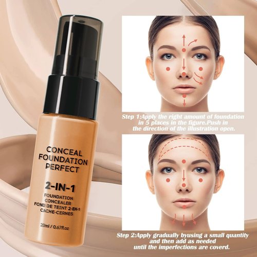 DLZZRS Flawless Liquid Coverage Foundation Long-Lasting Makeup Base Moisturizing Non-greasy Poreless Liquid Concealer Foundation For All Skin, Easy To Push Away, Matte Finish, Balanced Skin Color(01#)