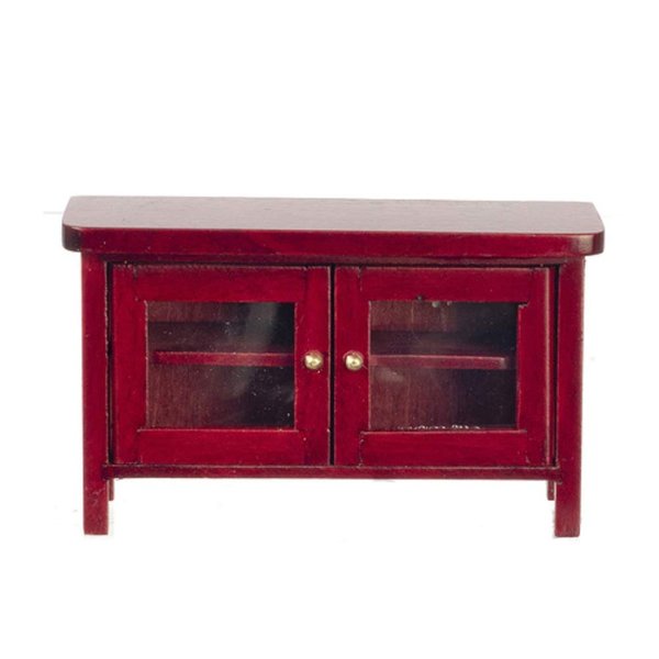 Melody Jane Dollhouse Modern Mahogany Cabinet TV Stand Miniature Living Room Furniture