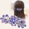 Aimimier Luxury Crystal Inlaid Flower Hair Clips Dainty Rhinestone Hair Pins Barrettes Bridal Headpieces Wedding Hair Accessories for Women(Purple)