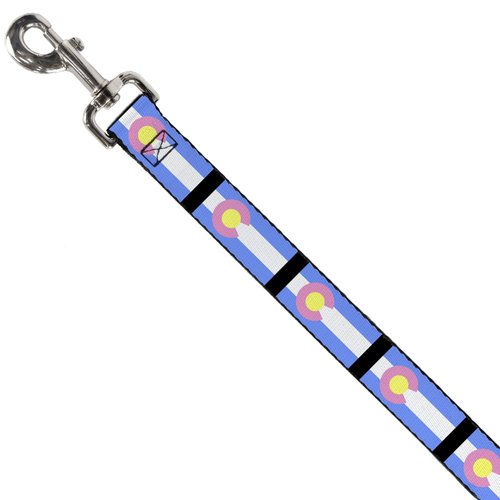 Dog Leash Colorado Flags Pastel 4 Feet Long 1.0 Inch Wide