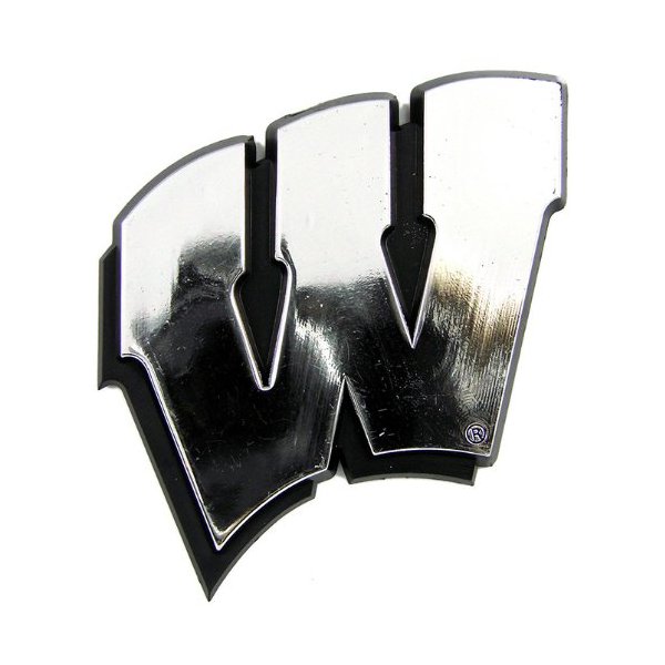 Licensed NCAA Wisconsin Badgers Chrome Finish Plastic Emblem Decal Badge