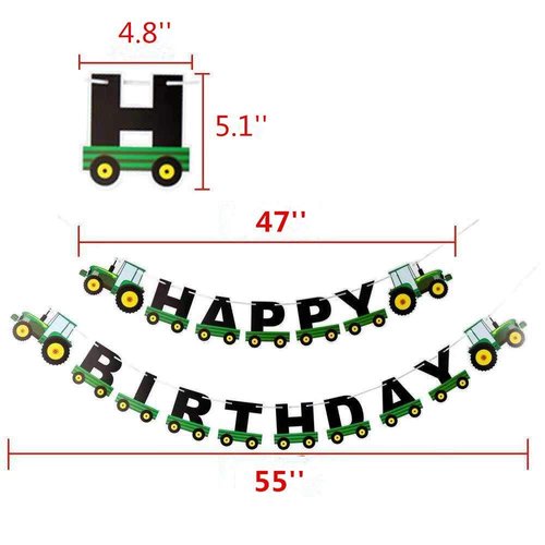 Tractor Happy Birthday Bunting Banner, Tractor Themed Birthday Party Supplies for Baby Shower Party, Birthday Party Decoration,Green