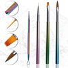 4-Piece Acrylic Nail Brush Set UV Gel Nail Art Brushes for Acrylic Application, Nail Brush Pen with Nail Art Tip Builder Brush Nail Art Liner Brush and Nail Art Dotting Pen 3D Nail Art Set