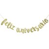 Feliz Aniversario Banner for Happy Birthday Wedding Anniversary Party Decorations Spanish Fiesta Mexican Theme Sign Photo Backdrop (Gold Glitter)