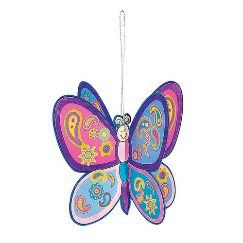 Fun Express Create 3D Butterfly Ornaments 5"- Bright Paper Craft Kit with Stickers Colorful for Fun DIY Decorations and Kids Activities - 12 Pieces