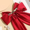 Women Big Bow Barrettes Girl's Satin Hairclips Long Ribbon Hair Pins Accessories For Party (Burgundy)