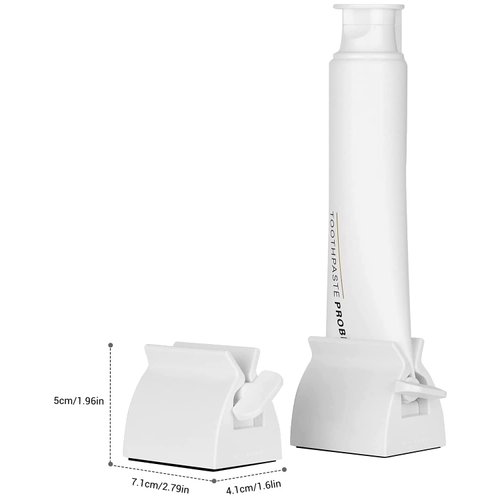 2pcs Rolling Tube Toothpaste Squeezer Toothpaste Seat Holder Stand for Bathroom Accessories（Milky）