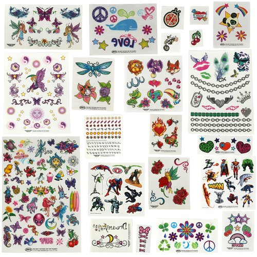 Savvi Mega Value Temporary Tattoo Kit - 625 Fake Tattoos for Toddlers and Girls and Boys of All Ages