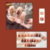 KKUUOO Square Press on Nails Short Fake Nails Full Cover Fall Nails Amber Acrylic Nails with Rhinestone Design Cute Press on Nails Stick on Nails Jelly Press on Nails for Women Autumn Manicure 24Pcs