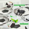 FULJOOY 144 Pcs 3D Soccer Party Supplies Paper Soccer Plates and Napkins Dinnerware Set Tableware Supplies Includes Paper Plates Napkins Forks Serve 24 for Birthday Sports Soccer Party decorations