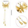 Flymind 12Pcs Moving Butterfly Tassel Hair Clips, Elegant Tassel Butterfly Hairpin Antique Side Clip Will Move Hairpins Decorative Bride Wedding Head Pieces Hair Accessories for Women Girls (Gold)