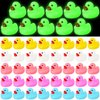 Chitidr Glow in The Dark Rubber Ducks 2.2'' Luminous Mini Rubber Duck Fluorescent Tiny Ducks Light up Floating Squeaky Bathtub Toys for Baby Showers Summer Beach Pool Party Games(24 Pcs, Colorful)
