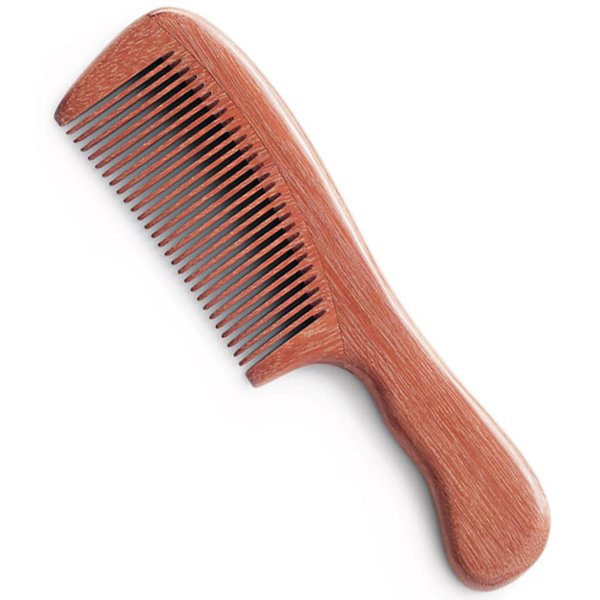 Wooden Fine Tooth Comb for Women Men Kids, Anti-static Detangling Hair Comb for Curly Fine Straight Wet Dry Hair, Natural Sandalwood Styling Comb