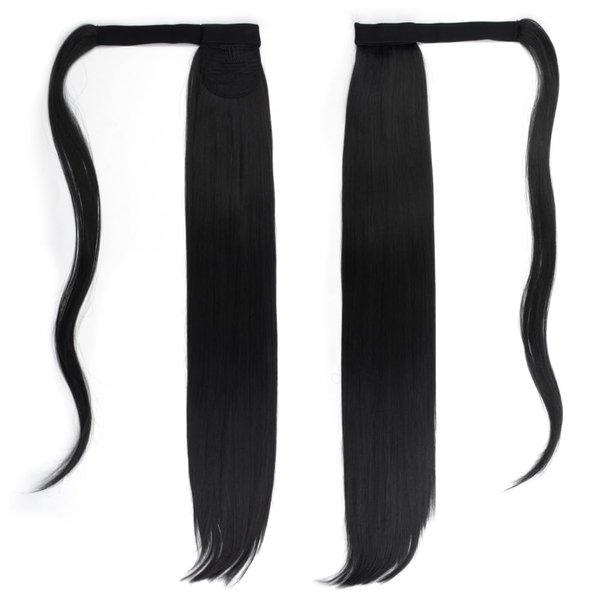 Yinmei Baibian 26inch Hair Tie Ponytail Hairpiece Clip in Long Straight Wrap Around Hair Extensions for Women Black