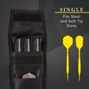 Casemaster Single Black Dart Case with Solid Plastic Insert and Flexible, Tough Nylon Covering, Holds 3 Steel Tip and Soft Tip Darts, Hard Shell Keeps Flights in Perfect Shape