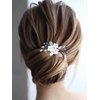 Catery Flower Bride Wedding Hair Comb Silver Small Side Comb Blue Crystal Hair Piece Jewelry Accessories for Women and Girls