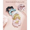 SGMSILK Mulberry Silk Scrunchies, Women Grils Silk Hair Ties for Hair Sleep, No Damage Hair Scrunchies, for Frizz & Breakage Curly Hair Elastics Ponytail Holder, 3 Pack