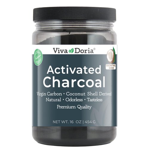 Viva Doria Virgin Activated Charcoal Powder, Coconut Shell Derived, Food Grade, 16 Oz
