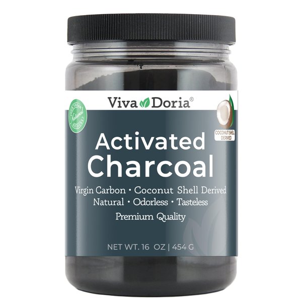 Viva Doria Virgin Activated Charcoal Powder, Coconut Shell Derived, Food Grade, 16 Oz