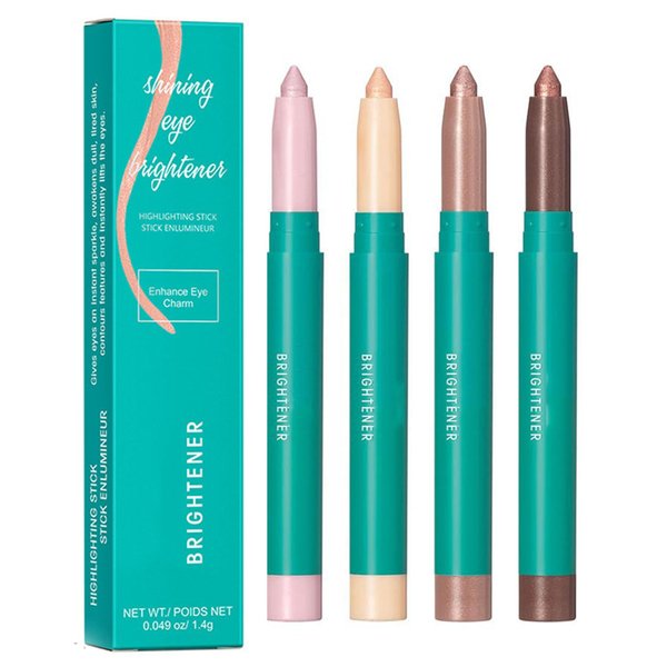 ProCover 4Pcs Eyeshadow Stick, Eye shadow Brightener Stick Glitter Highlighter Makeup Eye Liner, Shimmer Creamy Long Lasting Eye Makeup. (4 colors)