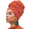 XTREND 1 Piece Women's Turban Stretch Head Wrap Fashion Headband Long Hair Scarf Wrap Solid Color Soft Urban Breathable Turban Tie for Women Girls (Orange)