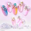 SILPECWEE 8 Boxes Mermaid Nail Pearls Iridescent Circular&Semi Circular Nail Art Pearl 3D Flat Back Pearl Nail Charms Pearls Beads Acrylic Nail Decorations for DIY Nails Accessories