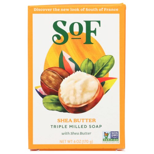 South of France Shea Butter Bar Soap, Gluten Free, Cruelty Free, 6 Ounce (Pack of 3)