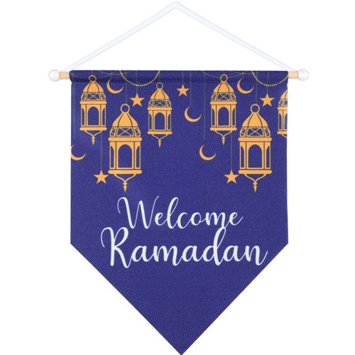 Ramadan Kareem Hanging Canvas Sign Welcome Ramadan decoration Ramadan hanging sign Ramadan flag for Home Ramadan Party Decorations Supplies
