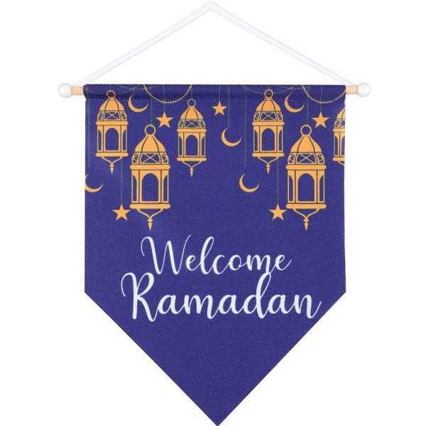 Ramadan Kareem Hanging Canvas Sign Welcome Ramadan decoration Ramadan hanging sign Ramadan flag for Home Ramadan Party Decorations Supplies