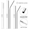 Hiware 12-Pack Reusable Stainless Steel Metal Straws with Case - Long Drinking Straws for 30 oz and 20 oz Tumblers Yeti Dishwasher Safe - 2 Cleaning Brushes Included