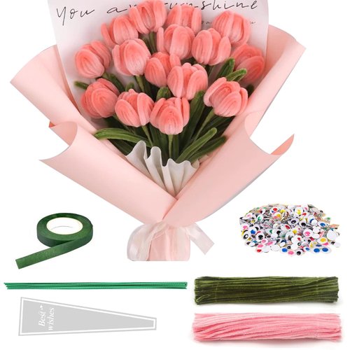 YHCHLHFF Pipe Cleaner,300 Pcs Bulk Pipe Cleaners Craft,Colorful Craft Pipe Cleaners DIY Art Supplies Used to Make Stuffed Animals,Tulip Bouquets Gift Wrapping and Party Decorations(with Eyes)